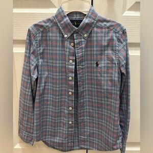 Polo Ralph Lauren Kids Blue and Red Plaid Button Down Shirt
